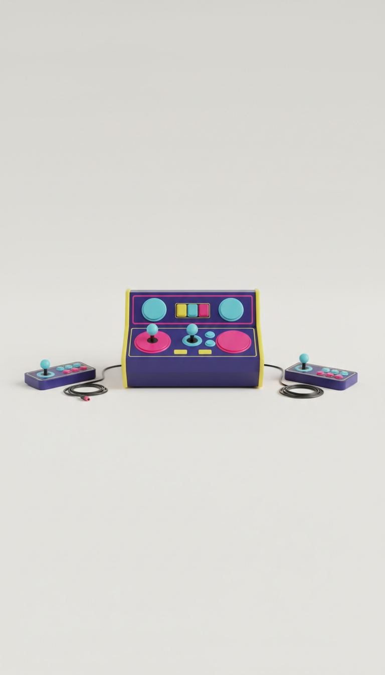 Retro Console With Neon Buttons